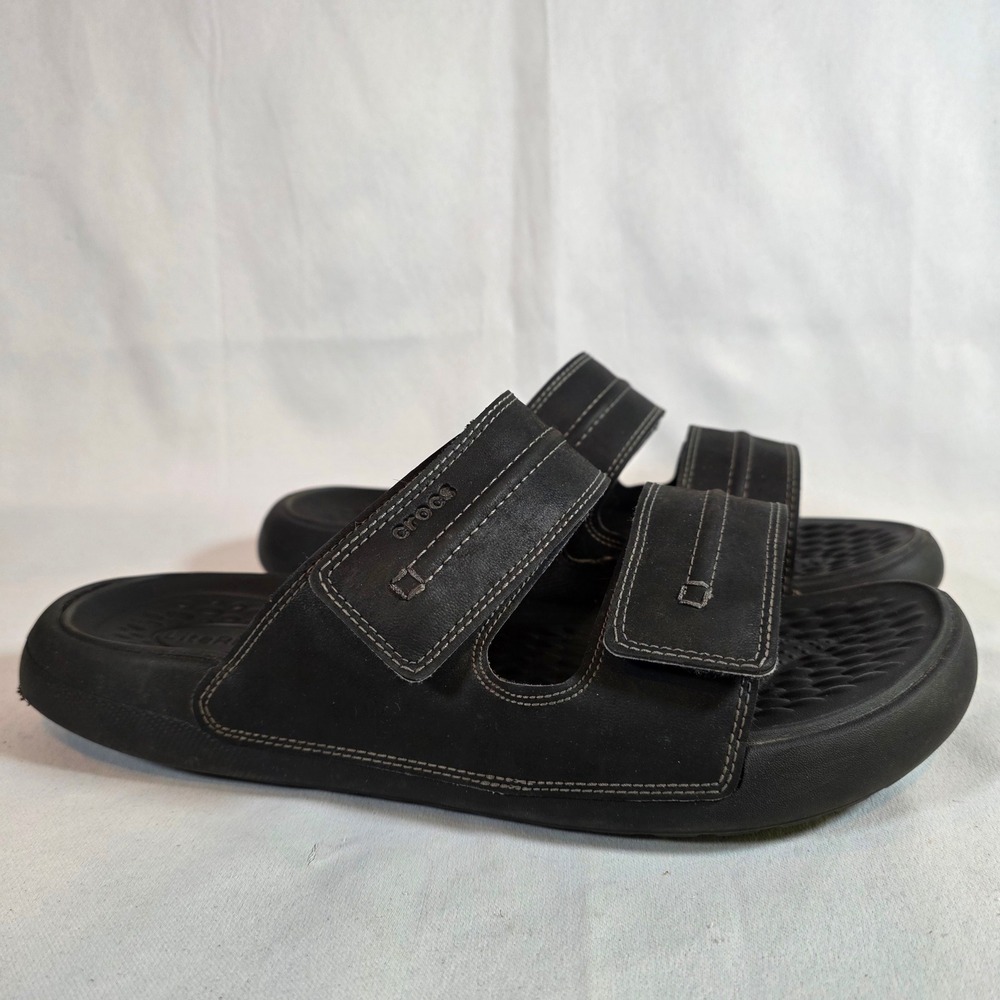 Crocs Vista II LiteRide Black Mens 11 Slide Sandals Double Strap Adjustable